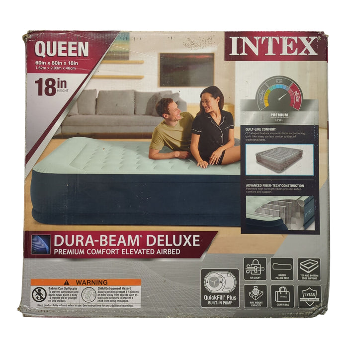 Intex Dura-Beam Deluxe Comfort Pillow Rest Airbed with Internal Pump, Queen