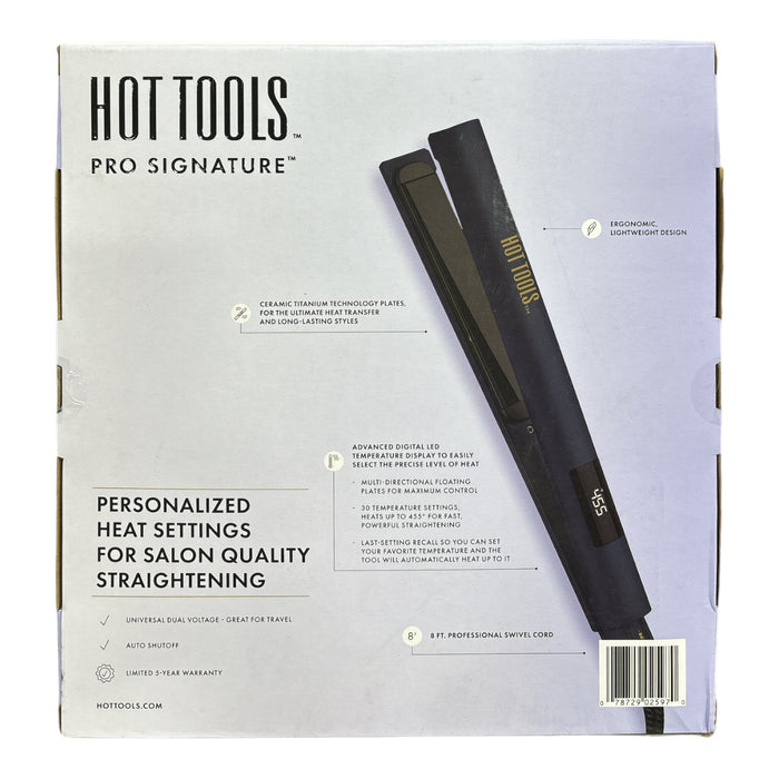 Hot Tools Pro Signature 1" Ceramic Titanium Salon Flat Iron, up to 455 Deg, Blue