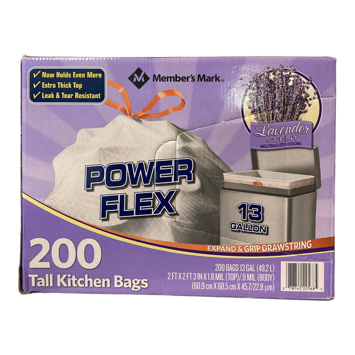 Member's Mark Power Flex Drawstring Trash Bags Lavender Scent (13 gal., 200 ct.)