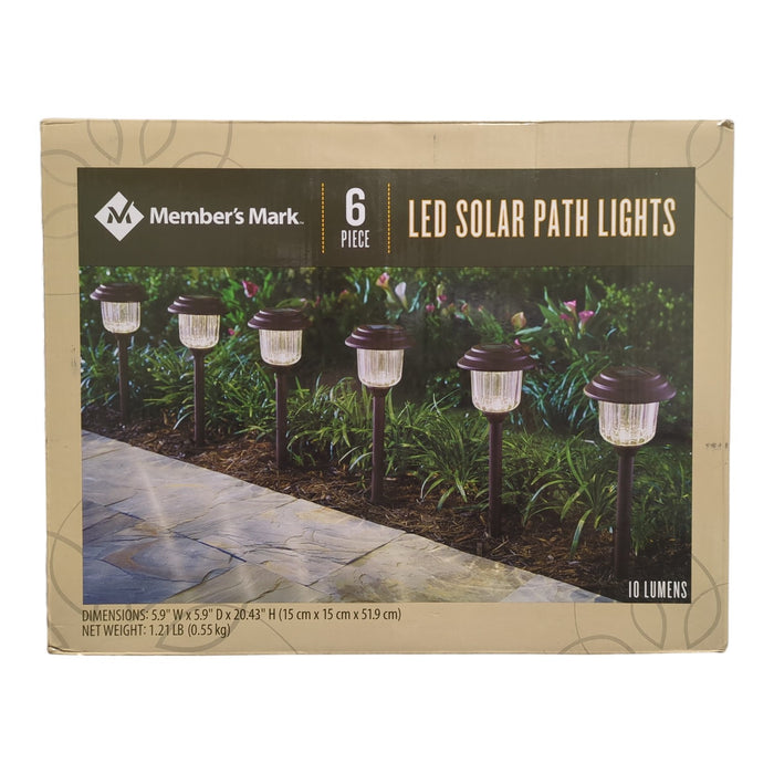 Member's Mark Outdoor LED Solar Path Lights, 10 Lumens, 6-Pack, Black