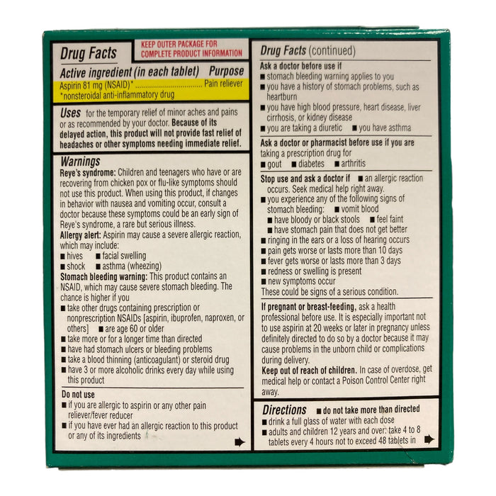 Member's Mark Enteric Coated Low Dose Aspirin Tablets, 81mg, 730 ct.
