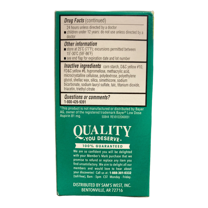 Member's Mark Enteric Coated Low Dose Aspirin Tablets, 81mg, 730 ct.