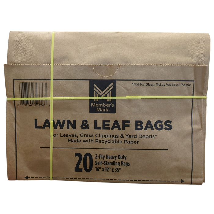 Member's Mark Heavy Duty Self Standing Paper Lawn & Leaf Bags, 30Gal, 20ct