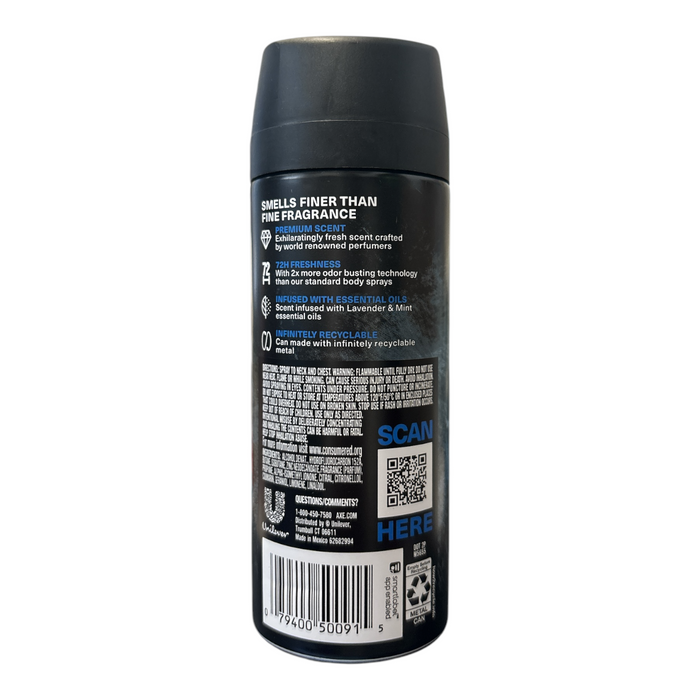AXE Fine Fragrance 72H Body Spray for Men, Blue Lavender, Essential Oils, 4oz