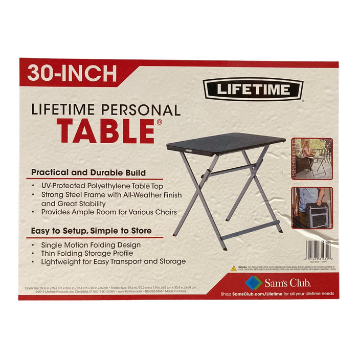 Lifetime Folding Steel Framed Light Weight Personal Table, Black 30"