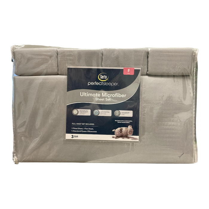 Serta Perfect Sleeper Ultimate Microfiber 6 Piece Sheet Set, Soft Silver, Full