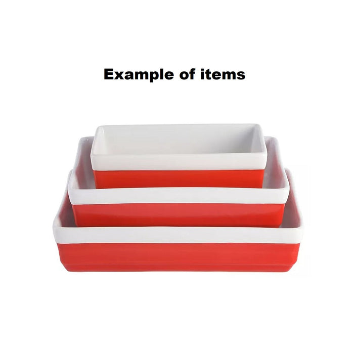 Martha Stewart 3 Piece Stoneware Bakeware, Baking Dish & Casserole Set - Red
