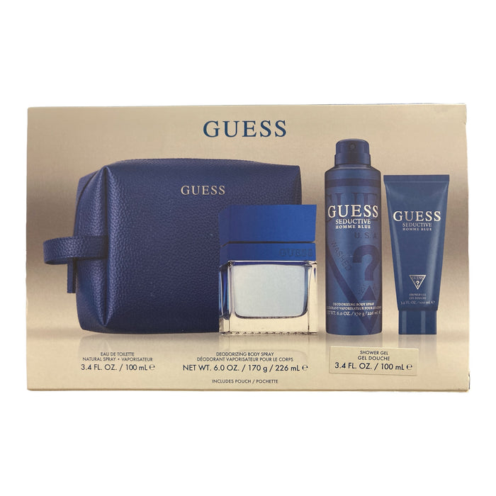 Guess Seductive Homme Blue Eau de Toilette, Body Spray, Shower Gel Gift Set