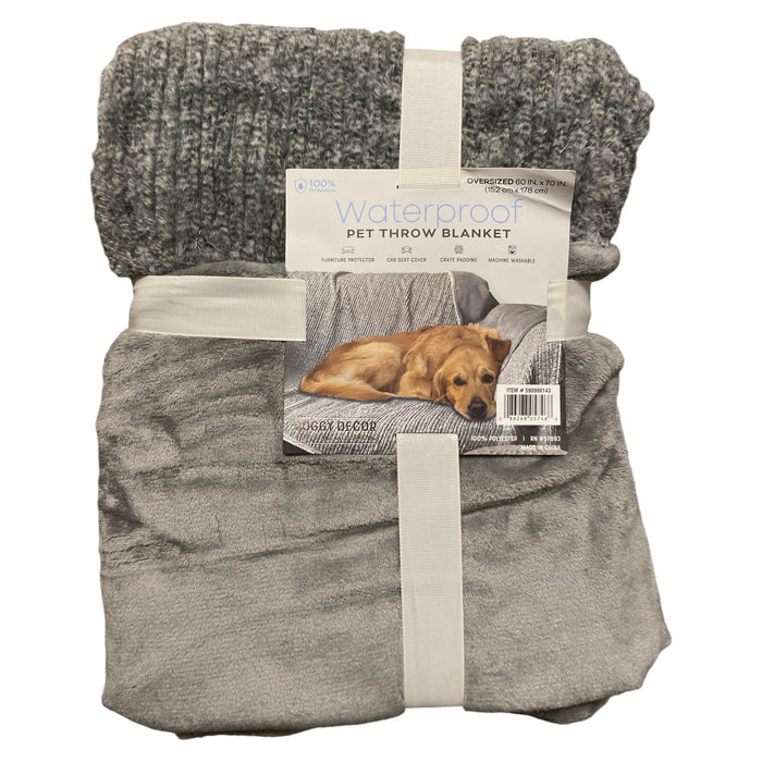 Doggy Decor Oversized Waterproof Pet Throw Blanket, 60" x 70", Grey