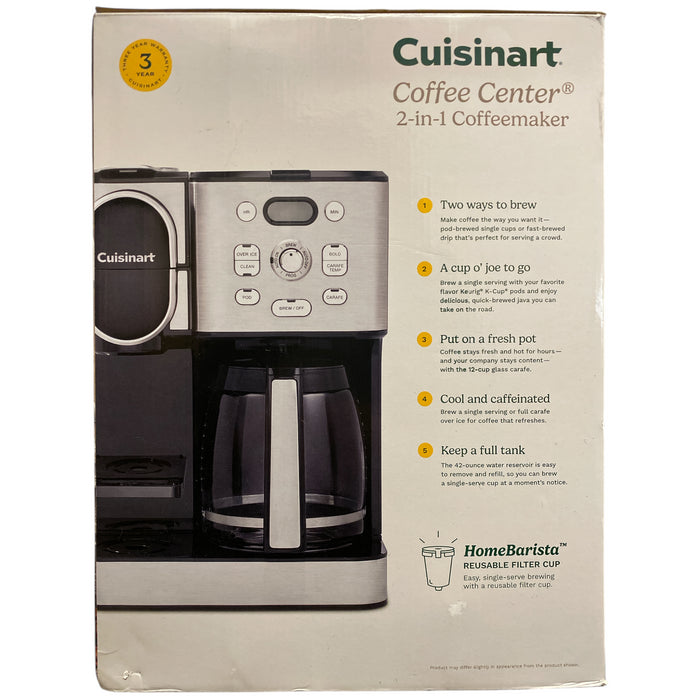 Cuisinart Coffee Center 2-in-1 Coffeemaker, 12 Cup/Single Serve, Stainless Steel