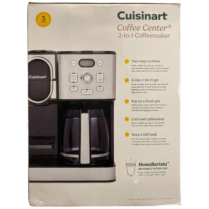 Cuisinart Coffee Center 2-in-1 Coffeemaker, 12 Cup/Single Serve, Stainless Steel