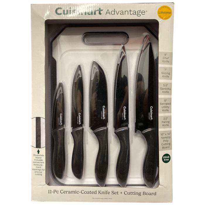 Cuisinart 11-Piece Ceramic Coated Stainless Steel Knife Set with Cutting Board
