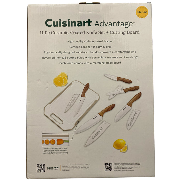 Cuisinart 11-Piece Ceramic Coated Stainless Steel Knife Set with Cutting Board