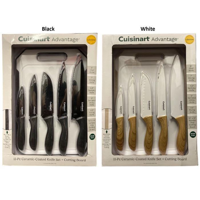 Cuisinart 11-Piece Ceramic Coated Stainless Steel Knife Set with Cutting Board
