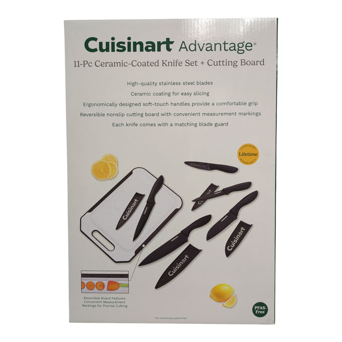 Cuisinart Advantage 11pc Ceramic Coated Cutlery Set and Cutting Board, Black