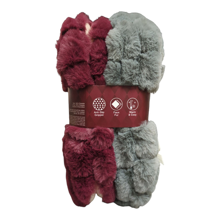 Brookstone Women's Soft & Cozy Slipper Socks with Anti-Slip Grippers, 2 Pack