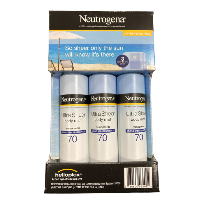 Neutrogena Ultrasheer Broad Spectrum Sunscreen 70 SPF, 5oz, 3pk