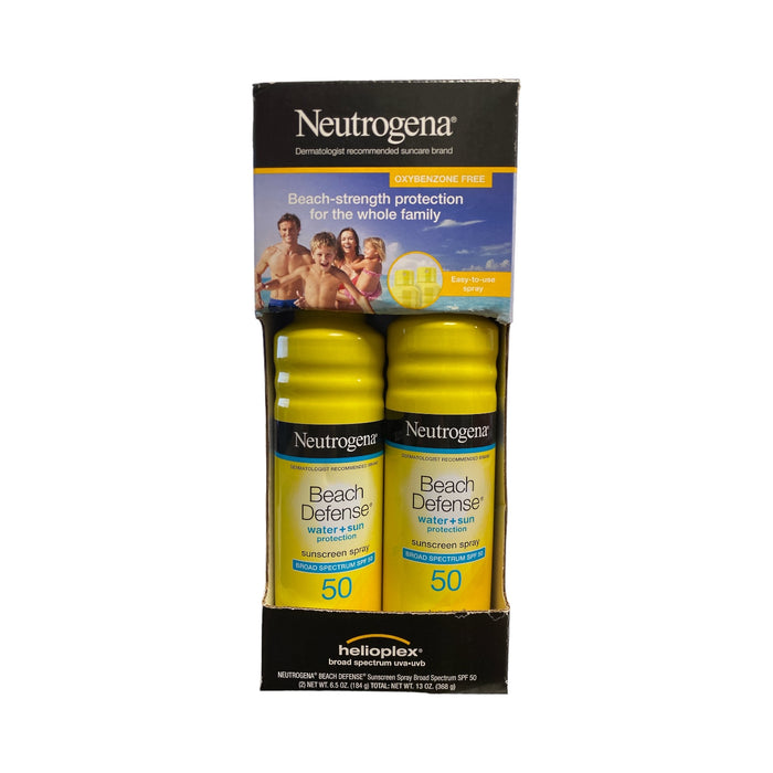 Neutrogena Beach Defense Spray Sunscreen, SPF 50, 6.5oz, 2pk