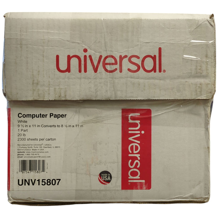 Universal Computer Paper, 20lb, 9.5"x11", Letter Trim Perforation, 2300 Sheets