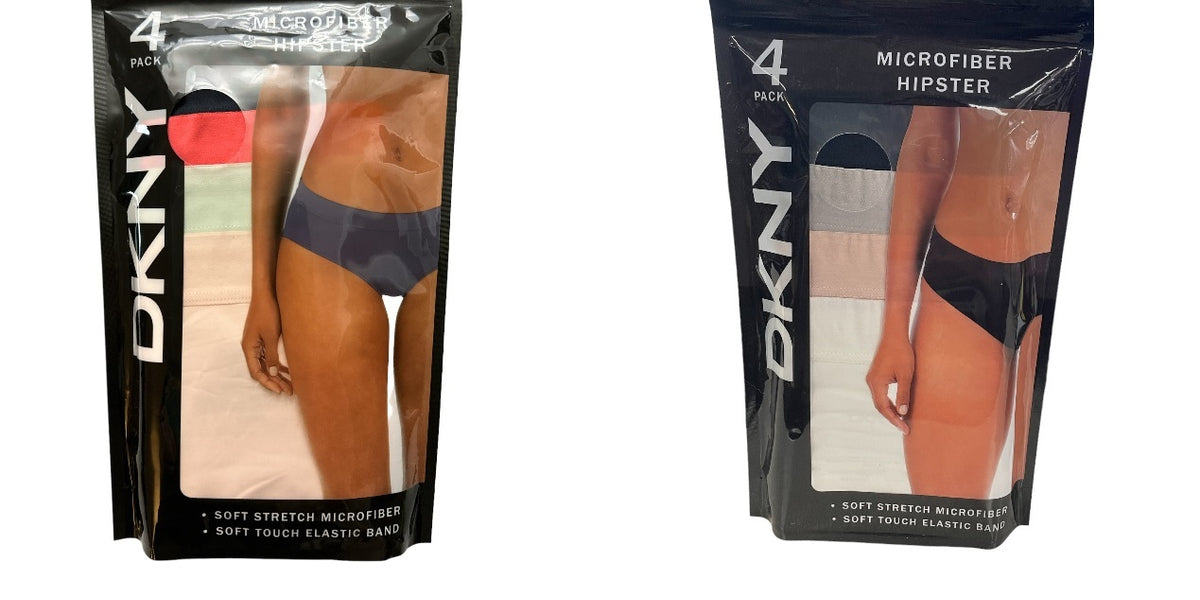 DKNY Women's Soft Stretch Microfiber 4 Pack Hipster Underwear