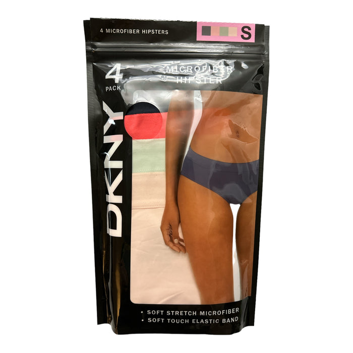 DKNY Women's Soft Stretch Microfiber 4 Pack Hipster Underwear