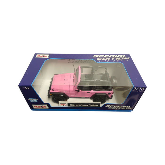 Maisto Special Edition 1/18 Die-Cast Metal Jeep Wrangler Rubicon, Pink