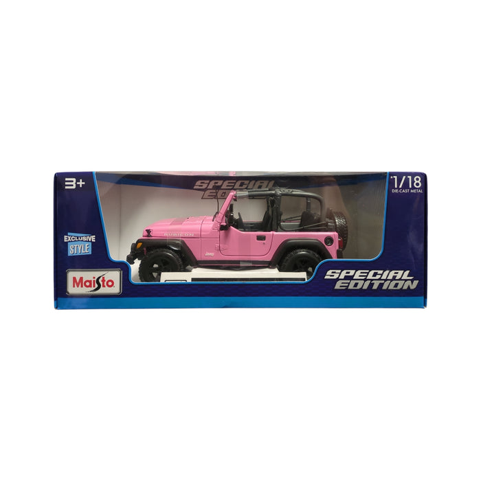 Maisto Special Edition 1/18 Die-Cast Metal Jeep Wrangler Rubicon, Pink