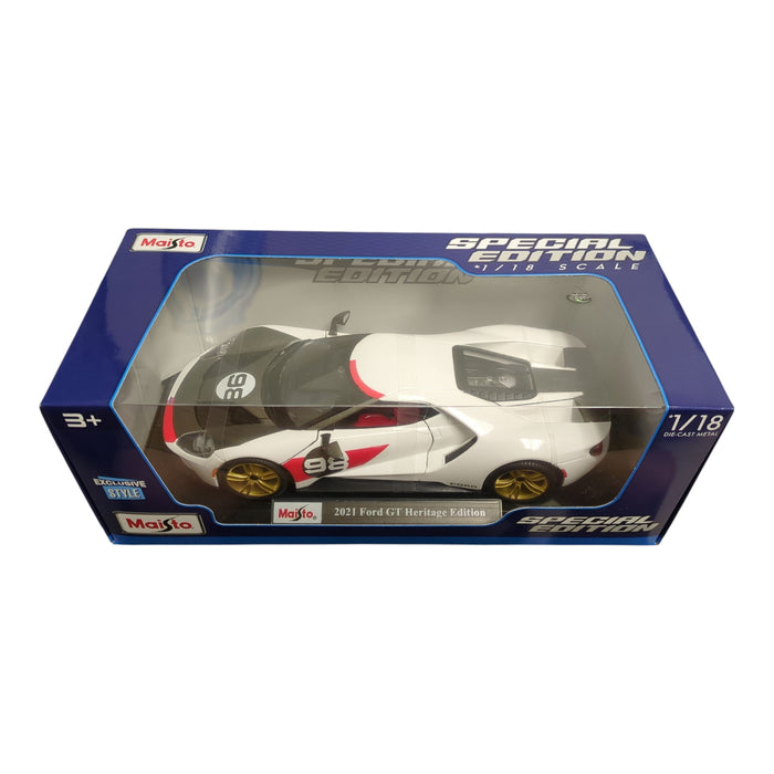 Maisto Special Edition 1/18 Scale Die Cast Metal 2021 Ford GT Heritage Edition