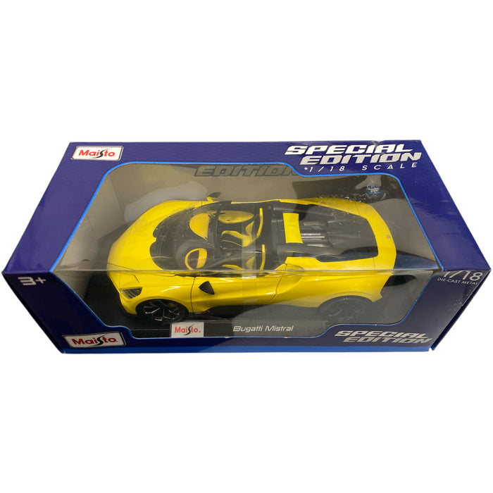 Maisto Special Edition 1/18 Scale Die Cast Metal, Bugatti Mistral, Yellow