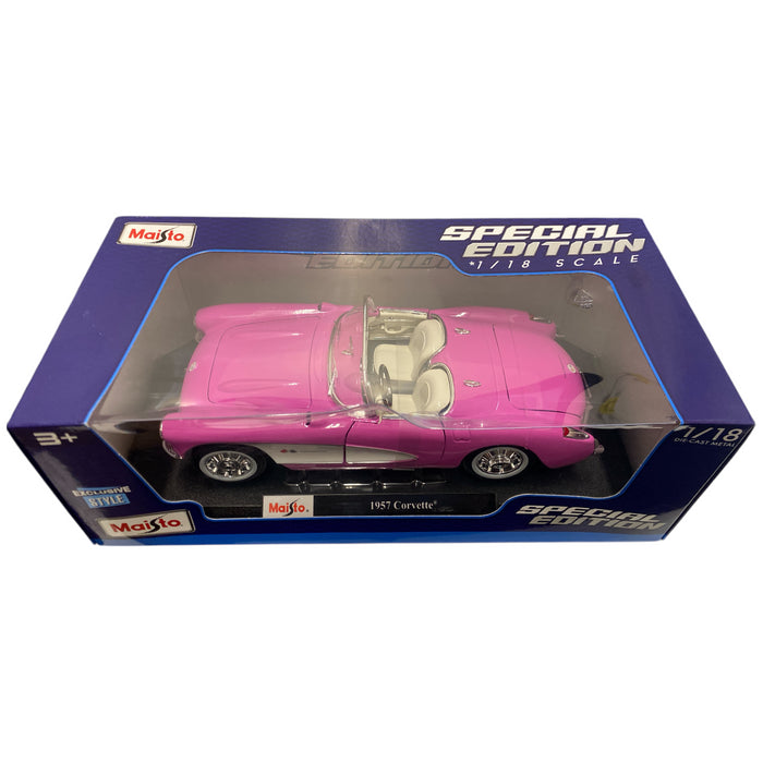 Maisto Special Edition 1/18 Scale Die Cast Metal, 1957 Corvette, Pink