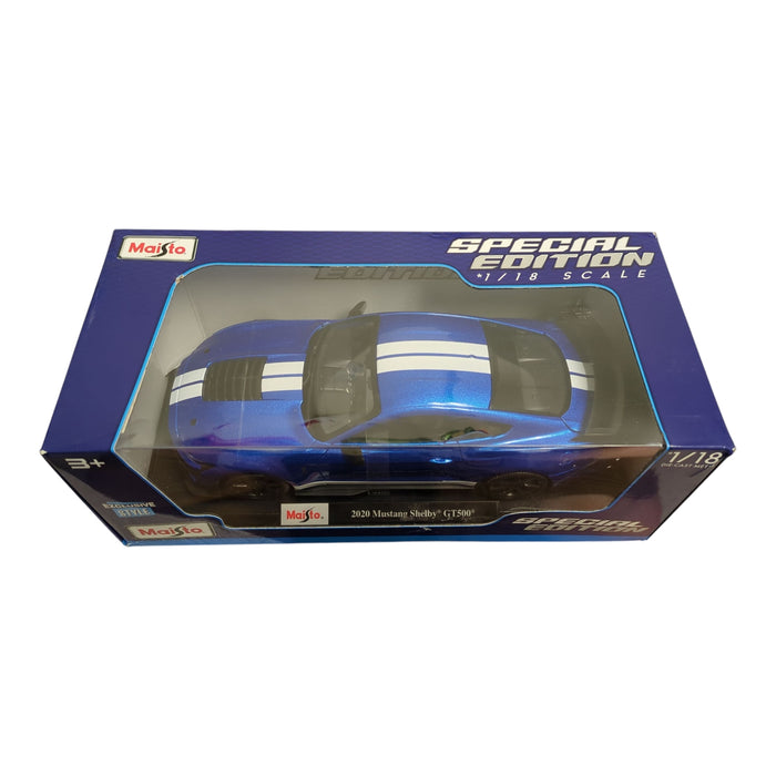 Maisto Special Edition 1/18 Scale Die Cast Metal 2020 Mustang Shelby GT500, Blue