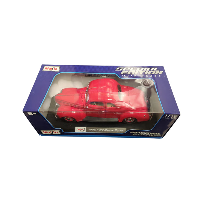 Maisto Special Edition 1/18 Scale Die Cast Metal, 1939 Ford Deluxe Coupe, Red