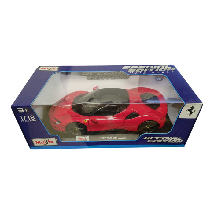 Maisto Special Edition 1/18 Scale Die Cast Metal Ferrari SF90 Stradale, Red