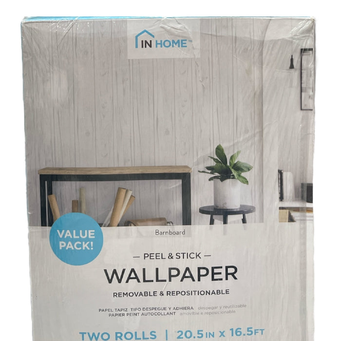 InHome Barnboard Peel & Stick Wallpaper, Set of 2 Rolls (20.5" x 16.5' Each)