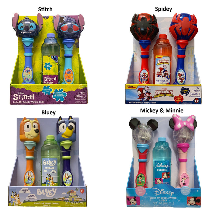 Licensed Character Light-Up Bubble Wands with Bubble Solution, 2 pk