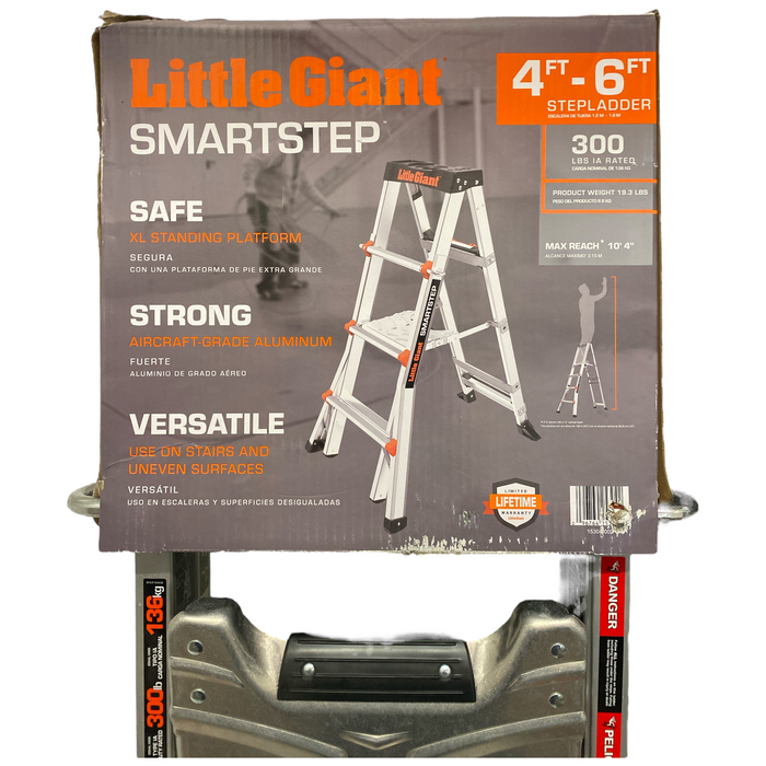 Step Smart Ladder Little Giant Smart Step Aluminum Step Ladder, 300lbs Rated, 4