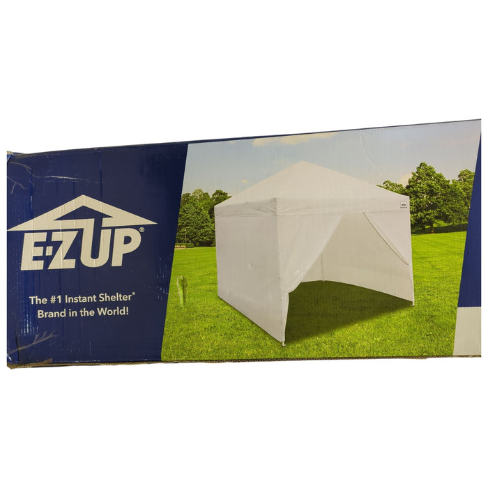 E-Z UP Instant Portable Commercial Canopy 3 Full Walls, 10' x 10', White