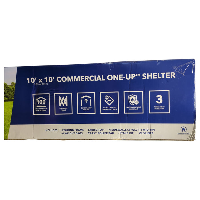 E-Z UP Instant Portable Commercial Canopy 3 Full Walls, 10' x 10', White