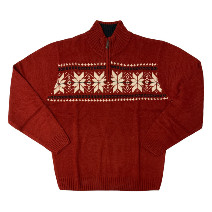 Haggar Men's Festive Fair Isle Quarter Zip Sweater