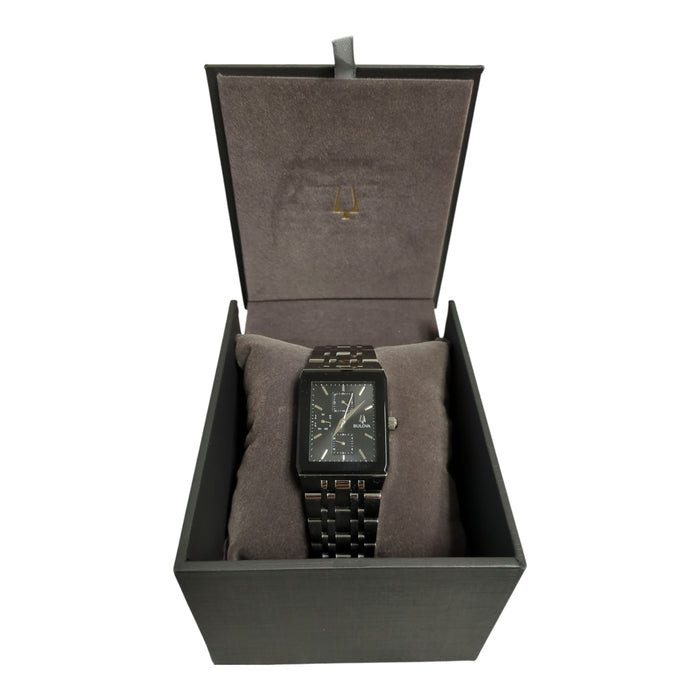 Bulova Men's Modern 45mm Watch, Black Dial, Silver Tone Bracelet, 96C150