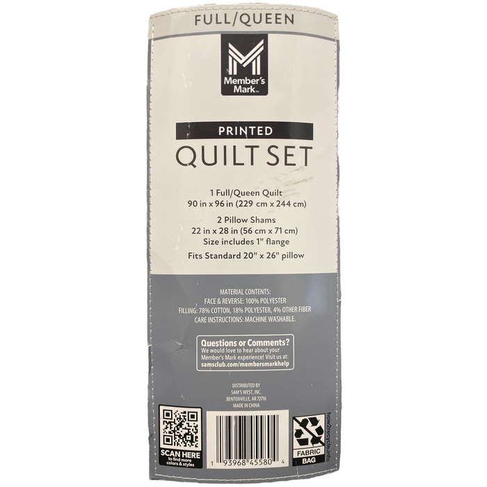 Member's Mark 3-Piece Soft Wash Microfiber Printed Quilt Sets, Full/Queen