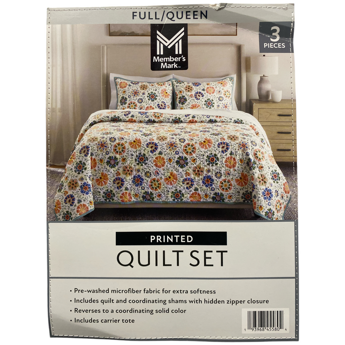 Member's Mark 3-Piece Soft Wash Microfiber Printed Quilt Sets, Full/Queen
