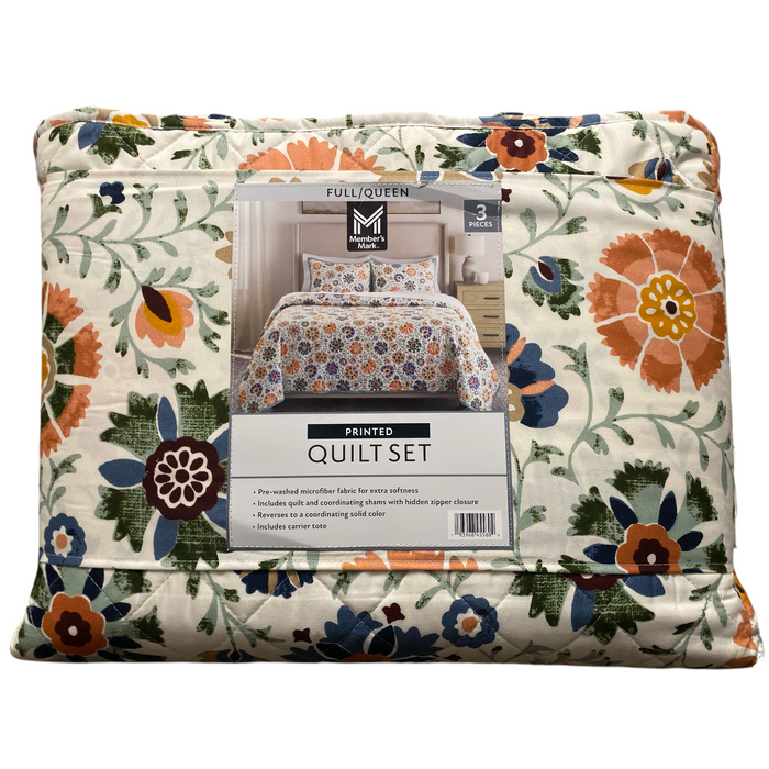 Member's Mark 3-Piece Soft Wash Microfiber Printed Quilt Sets, Full/Queen