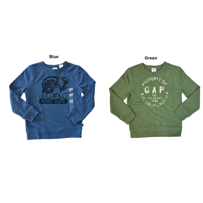 Gap Boy's Terry Lined Graphic Print Crewneck Pullover Sweatshirt