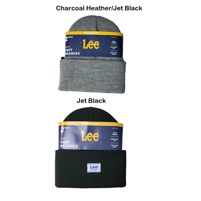 Lee Workwear Men's Soft and Warm One Size Fold Up Cuff 2pk Beanie