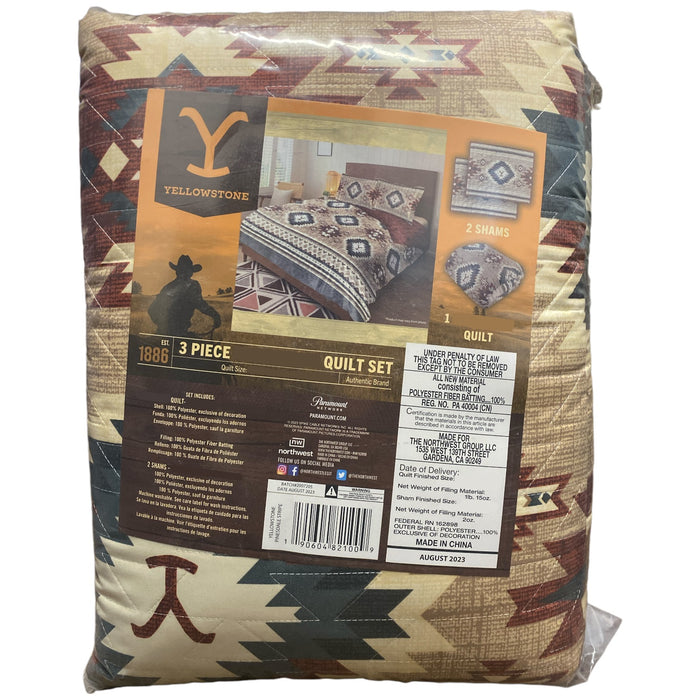 Yellowstone 100% Polyester Microfiber Quilt and Sham Set, 3 Piece