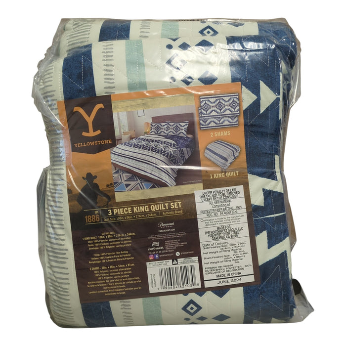 Yellowstone 100% Polyester Microfiber Quilt and Sham Set, 3 Piece, King