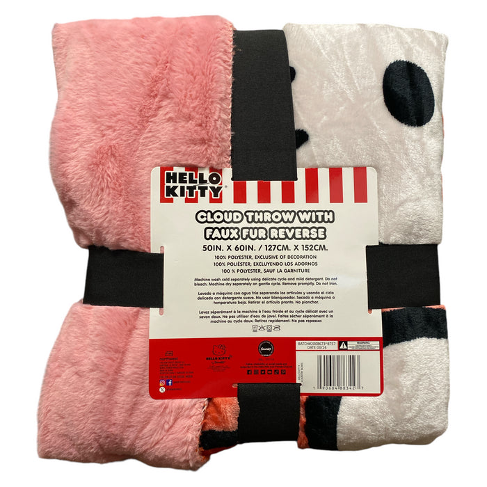 Hello Kitty Fleece Cloud Throw with Faux Fur Reverse, 50" x 60"