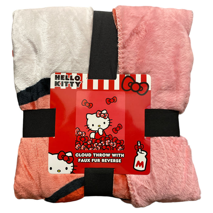 Hello Kitty Fleece Cloud Throw with Faux Fur Reverse, 50" x 60"