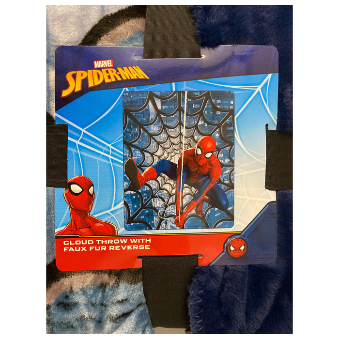 Marvel Spider-Man Fleece Cloud Throw with Faux Fur Reverse, 50" x 60"